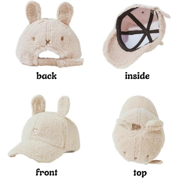 Women White Winter Wool Cat Rabbit Ears Soft Beanie Slouchy Baseball Cap - Picture 5 of 5